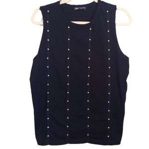 ZARA black studded sleeveless top Size Medium